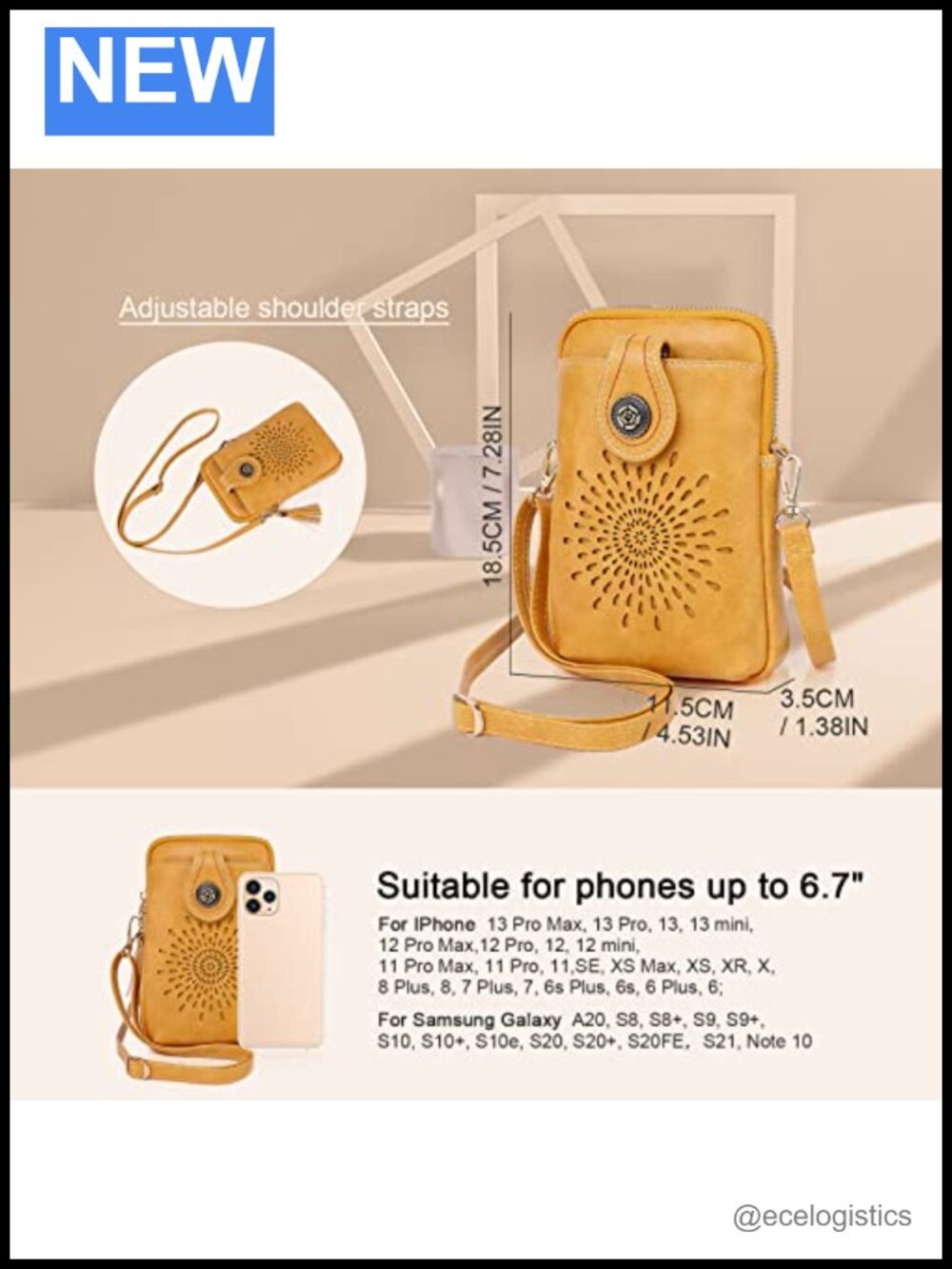 Mini Crossbody Bag with Cell Phone Pocket Faux Leather - Picture 3 of 6